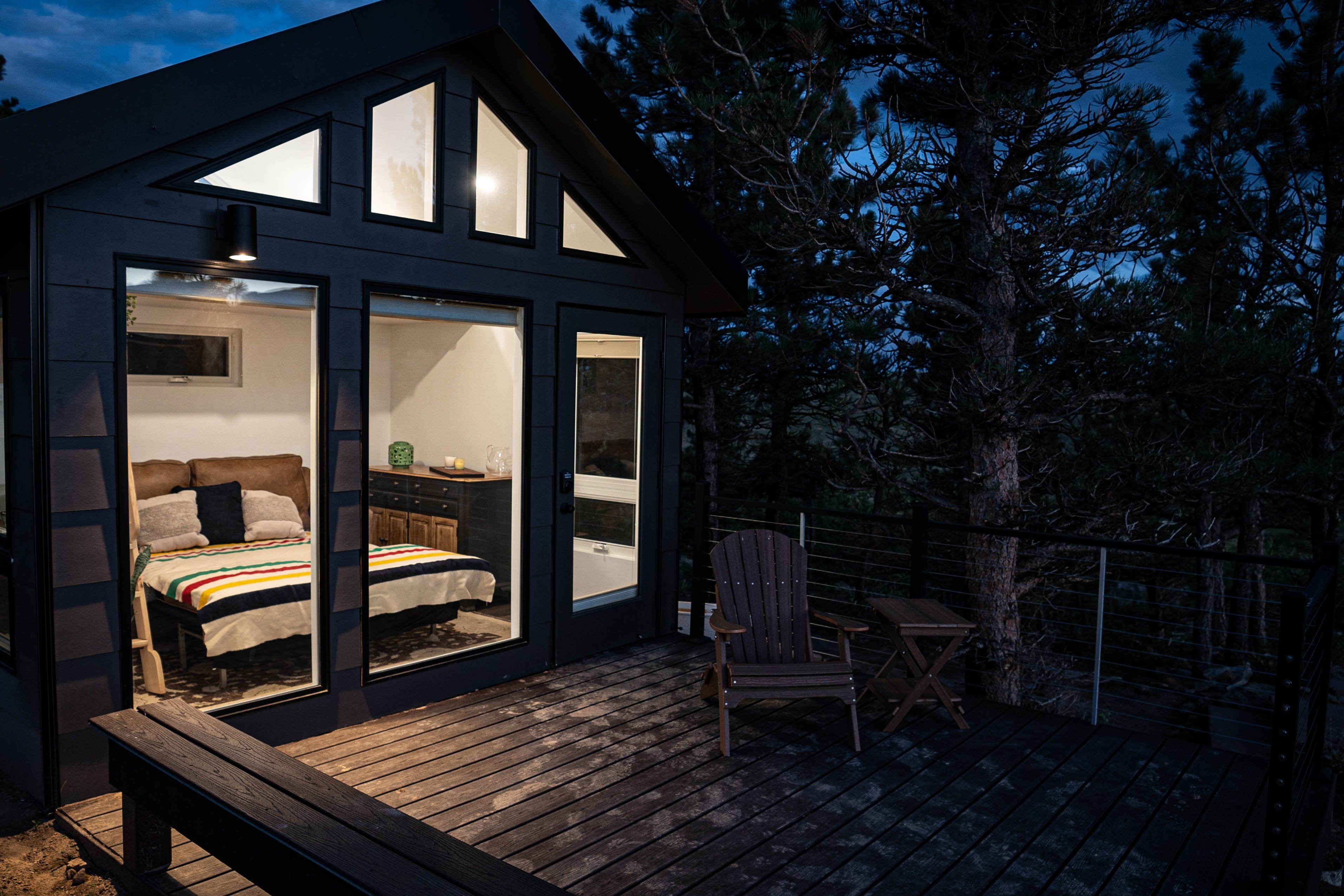 Bungalow Interior at Night